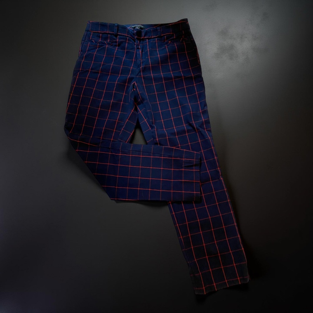 Banana Republic Navy and Red plaid Sloan Pants